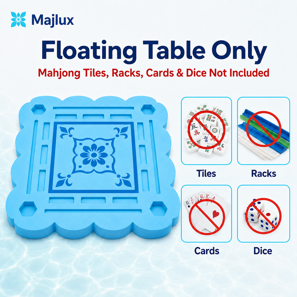 Majlux 39 Inch Floating Mahjong Table for Pool, 2 Inch Thick Water Table,EVA floating game table with slots for tiles cards phones and cups for pool parties lake days and outdoor gatherings
